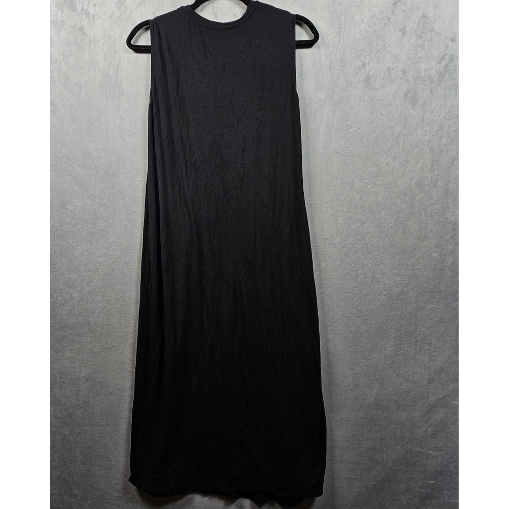 Vince Off Center Gathered Sleeveless Midi Dress Womens‎ Medium Black Jersey - Picture 2 of 8
